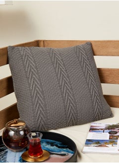 Buy Grey Knitted Cushion With Insert 45cm x 45cm in Saudi Arabia