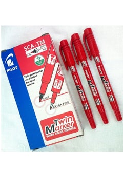 اشتري Pilot Twin Marker Double Sided Fine Red Pack of 12 Pieces في الامارات