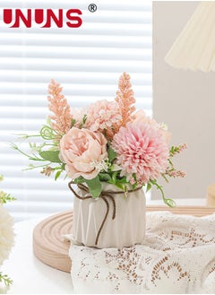 اشتري Artificial Potted Flowers,Small Ceramic Vase Fake Flower Plants For Desktop Deco,Faux Flowers Hydrangea Decor For Table,Bookshelf,Bedroom,Living Room في الامارات