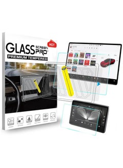 Buy 9H Tempered Glass Screen Protector for Tesla Model 3 (2024) 15.4" Touchscreen + 8" Rear Touchscreen, One Touch Easy to Install, Anti-Fingerprint, Anti-Scratch, Accessories for Model 3 Highland in UAE