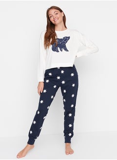 Buy Multicolor 100% Cotton Star Pattern T-shirt-Jogger Knitted Pajamas Set THMAW21PT0241 in Egypt