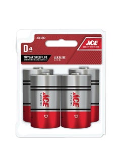 Buy 4-Piece D Ultra Alkaline Multipurpose Durable Batteries Set Silver and Red 10.2 x 11.6 x 6.6 cm LR20UD-4DB in Saudi Arabia