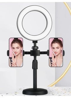 Buy Mobile Phone Live Selfie Ring ​Lights Lifting Stand Cell Phone External Flashes 6-inch LED Double-clamp Fill Light in UAE