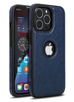 Buy iPhone 13 pro Max Case Luxury Vintage Premium Leather Back Cover Soft Protective Mobile Phone Case for iPhone 13 pro max 6.7" Blue in Saudi Arabia