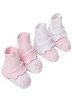 Buy Juicy Couture Stripe Dot Boxed Baby Bootie Set Pink in Saudi Arabia