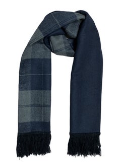 Buy Double Face Solid & Plaid Check/Carreau/Stripe Pattern Wool Winter Scarf/Shawl/Wrap/Keffiyeh/Headscarf/Blanket For Men & Women - Small Size 30x150cm - P05 Navy Blue / Grey in Egypt