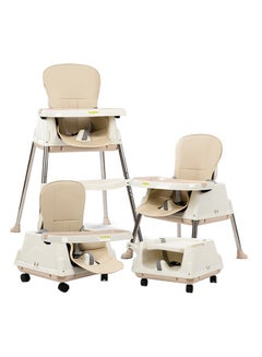 Buy 4 In 1 Baby Adjustable High Chair With Footrest, Tray And Belt For 6 Months to 3 Years, Beige in UAE