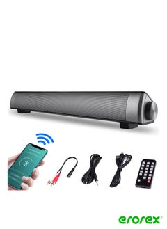 اشتري Sound Bar Portable Bluetooth Speakers Home Theater for Computer TV Wireless 40cm soundbar with Remote Control في السعودية