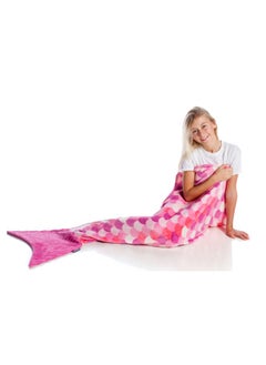 اشتري Rolled Plaid | Fleece Blanket for Kids, Ultra Soft Comfy & Warm, Oversized, LightWeight, Machine Washable, for Kids & Teenagers size 135 cm - Mermaid Tail في السعودية