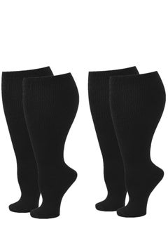 Buy Wide Calf Compression Socks for Women Men, 2 Pairs Plus Size Extra Large Size Support Socks Stockings Reduces Swelling & Pain for Nurses Running Pregnant Travel Flight 20-25 mmHg（XXL） in UAE