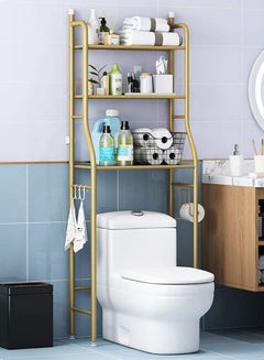 Buy Bathroom Storage Shelf Over the Toilet Three-Tier Metal Space Saving Gold in Saudi Arabia