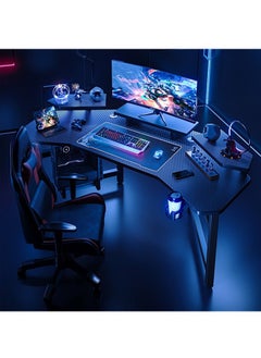 Buy Aircraft Gaming Desk with Double-Sided Storage, Carbon Fiber Frame, Desktop Computer and Workbench Table 140 cm in UAE