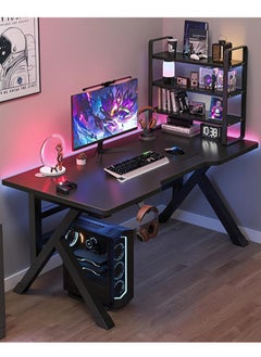 اشتري Large Gaming Desk Computer Desk Laptop Table Desk with K Stable Structure Design Office Writing Work Student Study Desk Home Office Corner Desk Wooden Table for Home Bedroom Office 140CM في السعودية