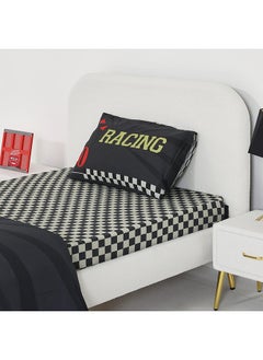 اشتري Race Car Single-Sized Fitted Sheet Set, Multicolour - 120x200 cm في الامارات