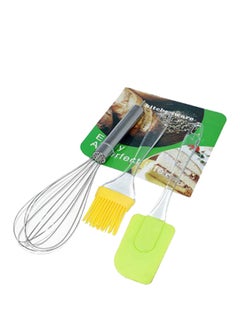 Buy 3 - Pieces Cooking Tools Set: Oil Brush, Egg Beater And Spoon in Saudi Arabia
