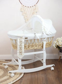 Buy Moses Basket Cot with Wheels Stand Off White in Saudi Arabia