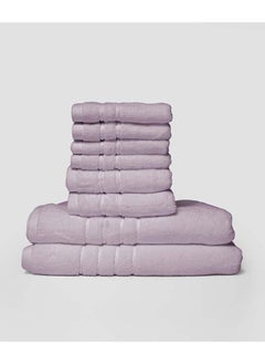 اشتري 8 Pieces Set by La'Marvel, Lilac 600 GSM 100% Cotton Plux Towels في السعودية