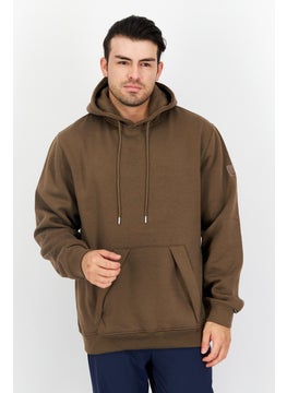 Buy Men Hooded Plain Long Sleeves Sweatshirt, Brown in Saudi Arabia