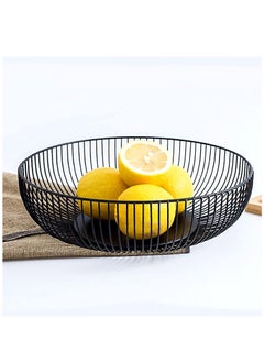 اشتري Fruit Bowls for Kitchen Counter, Metal Wire Fruit Basket, Hemisphere Shape Black Holder Storage for Vegetable Snack Bread Serving Candy Table Dining في الامارات