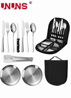 Buy Camping Silverware Kit,10-piece Kitchen Silverware Kit With Portable Storage Bag,2 Person Stainless Steel Dinnerware Set For Camp Kitchen BBQ in Saudi Arabia