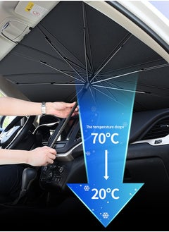 Buy Car Windshield Sunshade - Retractable Sun Protection And Heat Insulation Car Umbrella Sunshade - Large Silver in UAE