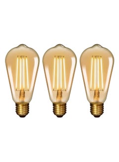 Buy Old Fashioned Edison ST64 E27 6W LED Long Filament Light Bulb Lamp Vintage LED Light Bulbs with Retro Coated Glass Lamp Shade Replace 60W Incandescent Light Bulb 3 Pack in Saudi Arabia