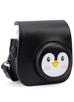 Buy Compact PU Leather Case for Fujifilm Instax Mini 11/9/8/8+ Instant Film Camera Black Penguin Design in UAE