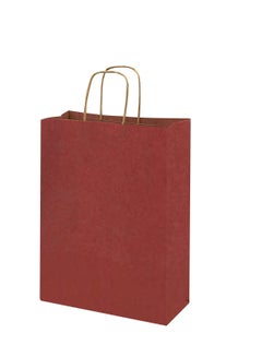 Buy Maroon Paper bags with handles 33 x 26 x 12 cm Large Kraft Gift bags for Birthday Party Supplies Weddings Shopping Presents (12 Bags) in UAE