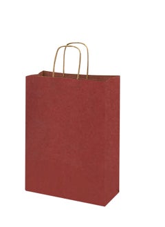 Buy Maroon Paper bags with handles 33 x 26 x 12 cm Large Kraft Gift bags for Birthday Party Supplies Weddings Shopping Presents (12 Bags) in UAE