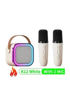 Buy BSNL Bluetooth K12 Karaoke Machine Portable 5.3 PA Speaker System with 2 Wireless Microphones - White in UAE