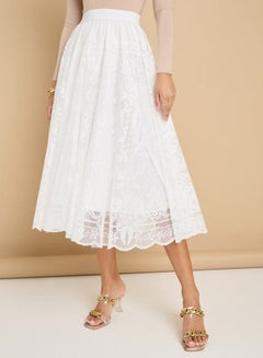 اشتري Lace Detail A-Line Midi Skirt في السعودية