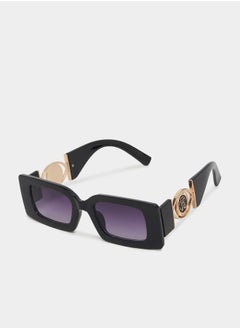 Buy Full Rim Rectangle Frame Sunglasses with Metal Detail Arm in Saudi Arabia