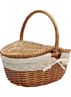 Buy Woven Vintage Picnic Basket With Lid in UAE