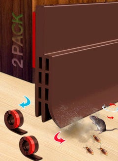 Buy (2 pack) Door Draft Stopper, Under Door Draft Blocker , Adjustable Adhesive Rubber Door Seal Waterproof Soundproof for Interior Exterior Doors Guard Against Drafts Dust Noise Animals (5×100CM,Brown) in Saudi Arabia