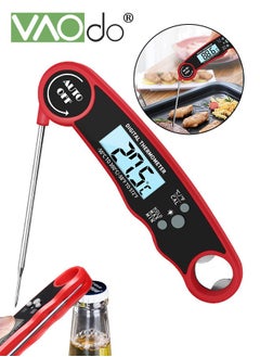 Buy Digital Meat Thermometer for Cooking with Ambidextrous Backlit Waterproof Kitchen Food BBQ Grill Smoker Oil Fry Candy Instant Read Thermometer Red in Saudi Arabia