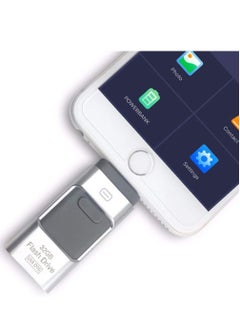 اشتري 3-In-1 OTG USB 3.0 Memory Stick Pen Drives for iPhone/iPad/Android /PC (256GB, Silver) في الامارات