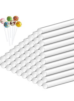 اشتري 100 Pieces Acrylic Lollipop Sticks 6 Inch Clear Reusable Acrylic Rods for Making Lollipops Cake Pops Candies Chocolates and Cookies في الامارات