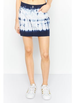 Buy Women Tie Dye Mini Skirt, Blue/White in UAE