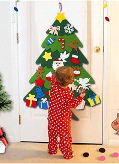 Buy DIY Felt Christmas Tree Set with Ornaments for Kids Xmas Gifts New Year Door Wall Hanging Decorations in Saudi Arabia