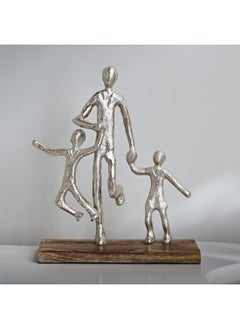 Buy Odin Aluminum Family Sculpture with Wooden Base 32 x 25 x 21 cm in UAE