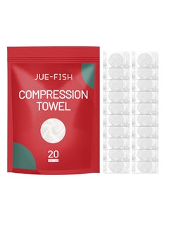 Buy Jue-Fish Compressed Towel Disposable Portable Face Washing Towel For Business Travel Large Cotton Dry And Wet Use 20pieces in UAE