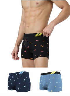 Buy Pack of 3 Men's Splash 100% Super Combed Cotton Regular Fit Printed Antibacterial Trunks in UAE