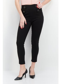 Buy Women Straight  Leg Plain Skinny Pants, Black in UAE