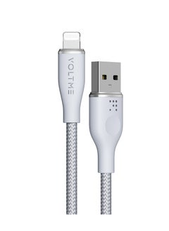 اشتري USB A to USB Lightning Cable, Powerlink Rugg Double Nylon Braided Fast Charging Cord (1.2m), for iPhone 14/13/ 12 Pro Max / 12/11 Pro/X/XS/XR / 8 Plus Power Delivery 3A Zinc-Alloy Connector - Grey في الامارات