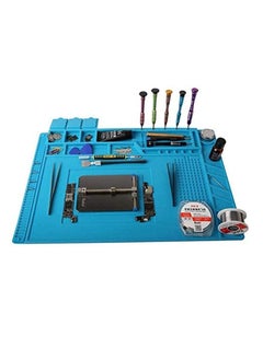 اشتري Silicone Repair Soldering Work Mat Heat Resistant Repairing Work Station Non-skid Insulation Desk Pad Mat S-160 Blue في الامارات