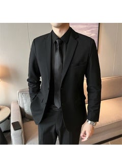 Buy Mens Suit Korean Style Groom Wedding Dress Dress Slim-fit Best Man Group Coat Casual Professional Coat Black in UAE