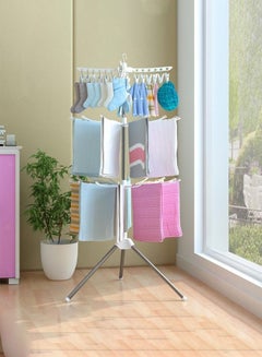 Buy Portable Garment Drying Rack 3-Tier Clothes Drying Rack Foldable Stainless Steel Tripod Clothes Dryer Indoor Outdoor for Hanging Laundry in Saudi Arabia
