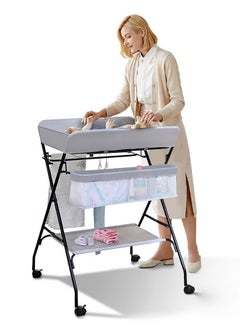 Buy Baby Portable Changing Table Foldable Changing Table with Wheels Adjustable Height in Saudi Arabia