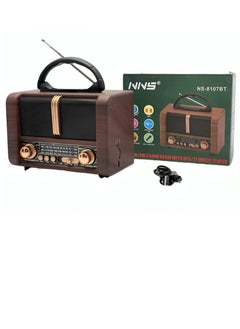 Buy Radio NS-8107BT Wireless Rechargeable Radio Fm Classsic Multicolour in Saudi Arabia