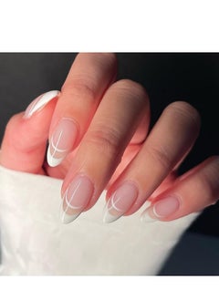 Buy French Tip Press On Nails - Package Soft Gel French Fake Nails Short, Salon-quality Press On Nails, Seamless Glue-on Nails for Woman Nail Art Manicure in UAE